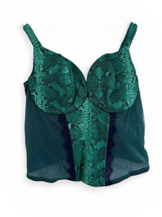 Cacique Other - Cacique Women’s Corset Green Snake-Print Lace & Mesh Bustier Size 22/24